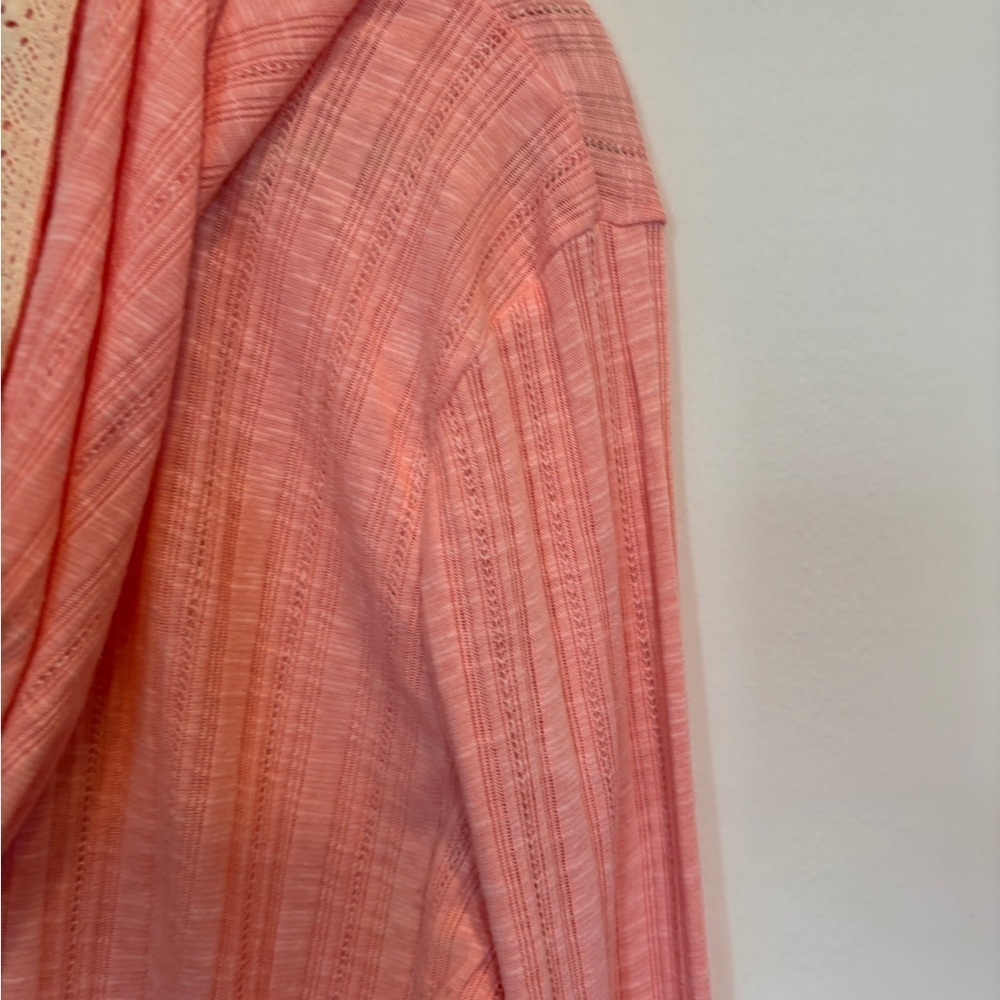 NWOT Kori America Peach Lace Coastal Cottagecore Hooded Asymmetrical Top - Picture 12 of 14